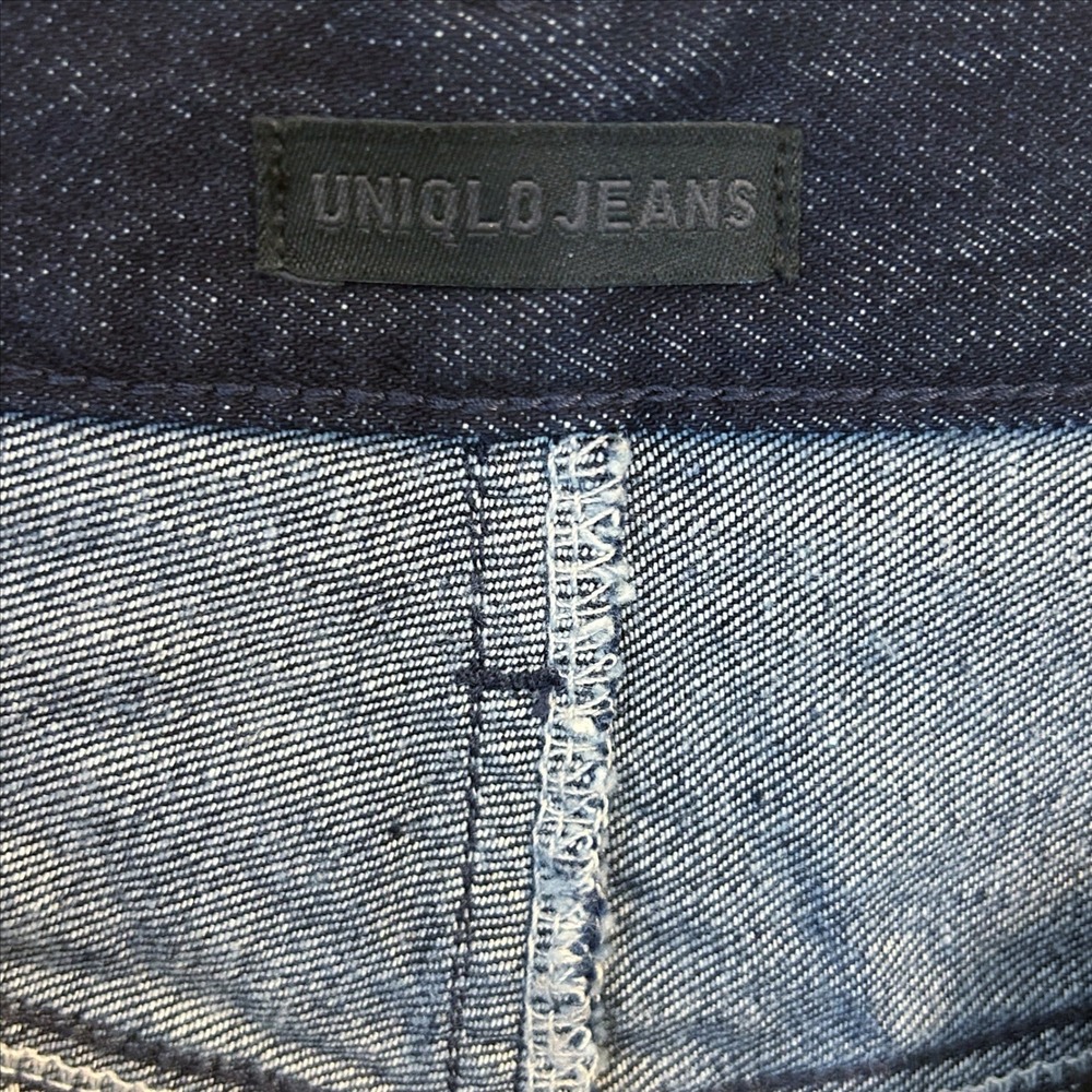 Uniqlo Denim Midi Jean Skirt 12 L Dark Blue High Waist Cotton Country Western - Picture 4 of 6